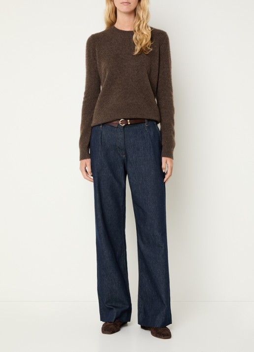 Expresso High waist wide leg jeans met donkere wassing - voorkant 3 indigo
