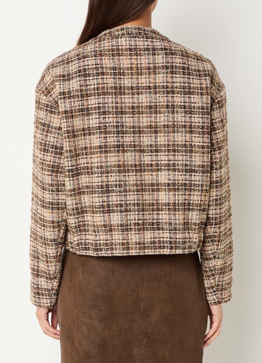 Expresso Jack met tweed-look en ronde hals - achterkant 4 beige