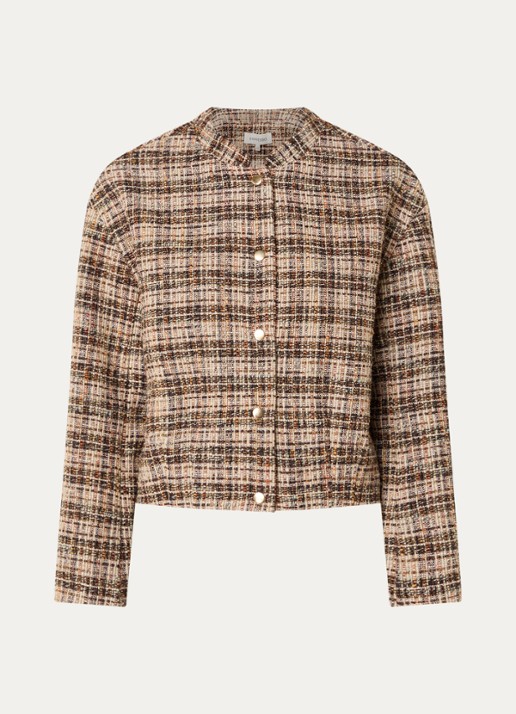 Expresso Jack met tweed-look en ronde hals - voorkant 2 beige