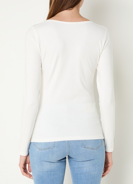 Expresso Longsleeve met ronde hals - achterkant 3 gebroken wit