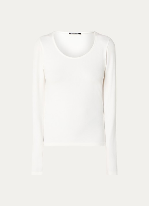 Expresso Longsleeve met ronde hals - voorkant gebroken wit