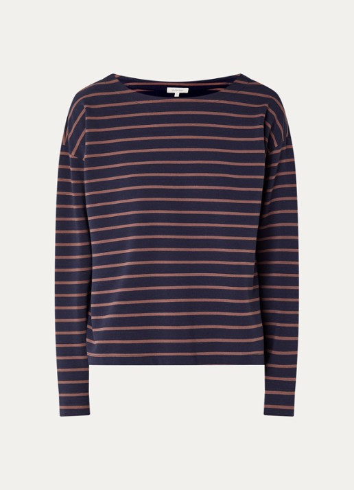 Expresso Longsleeve met streepprint - voorkant 3 donkerblauw