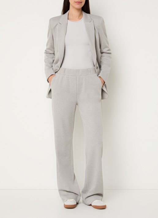 Expresso Mid waist flared fit broek met steekzakken - voorkant 4 lichtgrijs