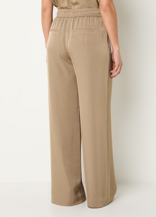 Expresso Mid waist loose fit broek met glanzende finish en steekzakken - achterkant 4 roestbruin