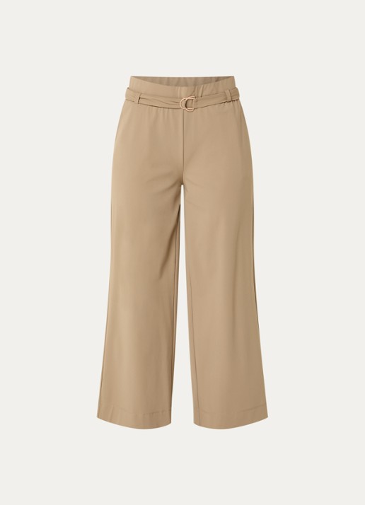Expresso Mid waist loose fit pantalon met steekzakken - voorkant 3 lichtbruin