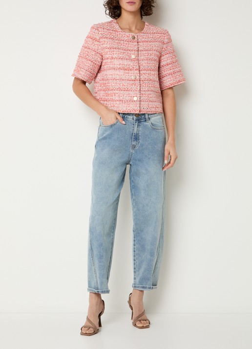 Expresso Mid waist straight leg jeans met lichte wassing - voorkant 2 indigo