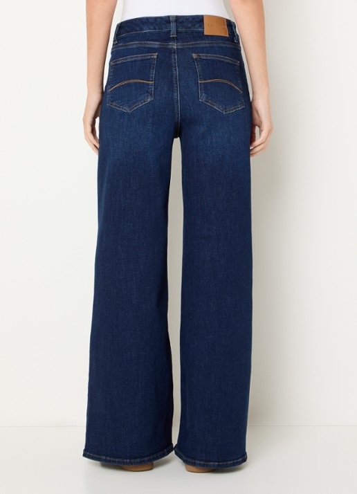 Expresso Mid waist wide fit jeans met donkere wassing - achterkant donkerblauw