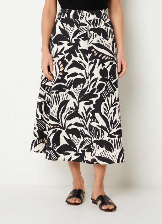 Expresso Midi A-lijn rok met print