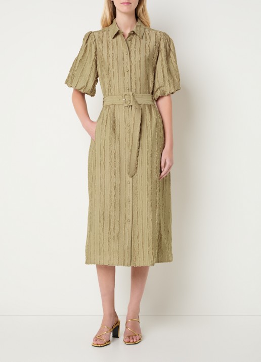 Expresso Midi jurk met ceintuur en ballonmouw