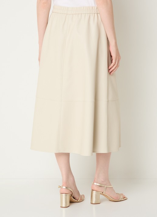 Expresso Midi rok van imitatieleer - achterkant beige