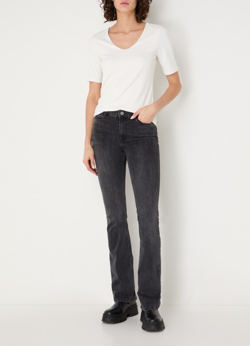Expresso Noos mid waist flared jeans met gekleurde wassing - voorkant 4 donkergrijs