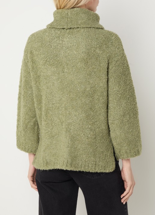 Expresso Pullover in wolblend met col - achterkant 4 lichtgroen