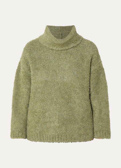 Expresso Pullover in wolblend met col - voorkant 2 lichtgroen
