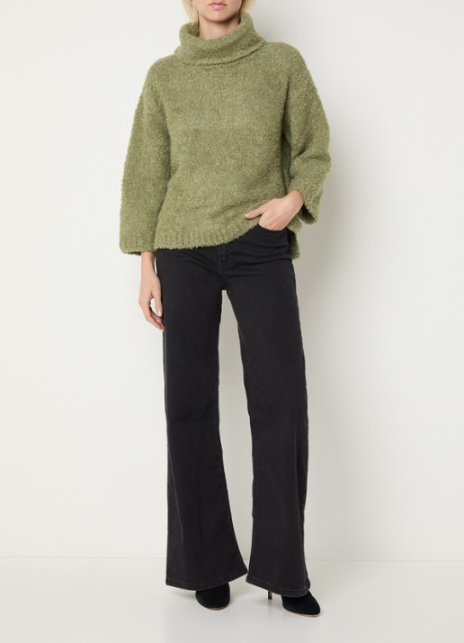 Expresso Pullover in wolblend met col - voorkant 3 lichtgroen