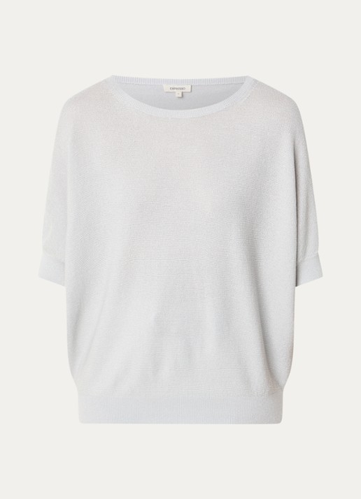 Expresso Pullover met lurex en boothals - voorkant 2 grijsmele
