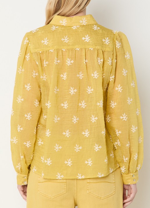 Expresso Semi-transparante blouse met borduring - achterkant geel