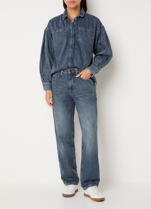 Expresso Spijkerblouse met borstzakken - voorkant 4 indigo