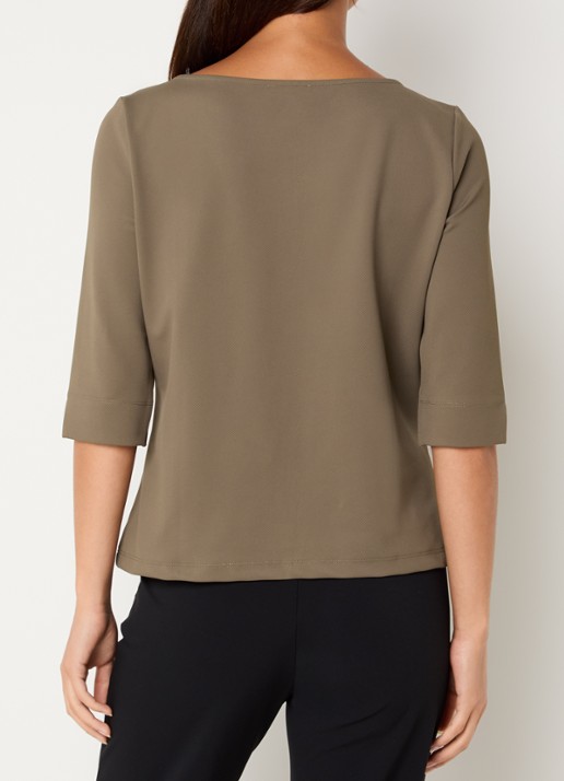 Expresso T-shirt met boothals - achterkant 3 mosgroen