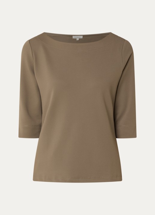 Expresso T-shirt met boothals - voorkant mosgroen
