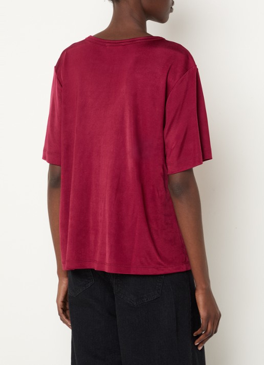 Expresso T-shirt met glanzende finish - achterkant rood