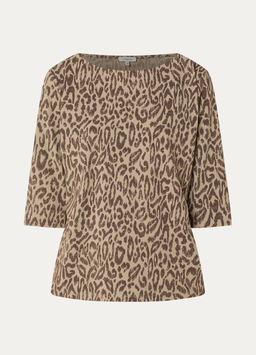 Expresso T-shirt met panterprint - voorkant 3 khaki