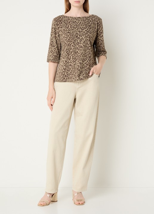 Expresso T-shirt met panterprint - voorkant 4 khaki