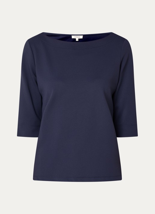 Expresso T-shirt met ronde hals - voorkant donkerblauw