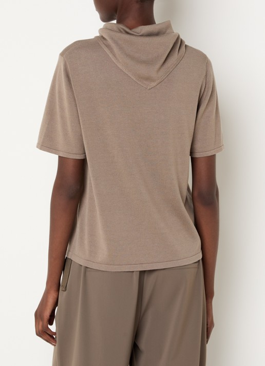Expresso T-shirt met sjaalkraag - achterkant zand