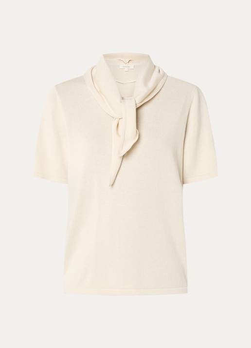 Expresso T-shirt met sjaalkraag - voorkant 2 vanillegeel