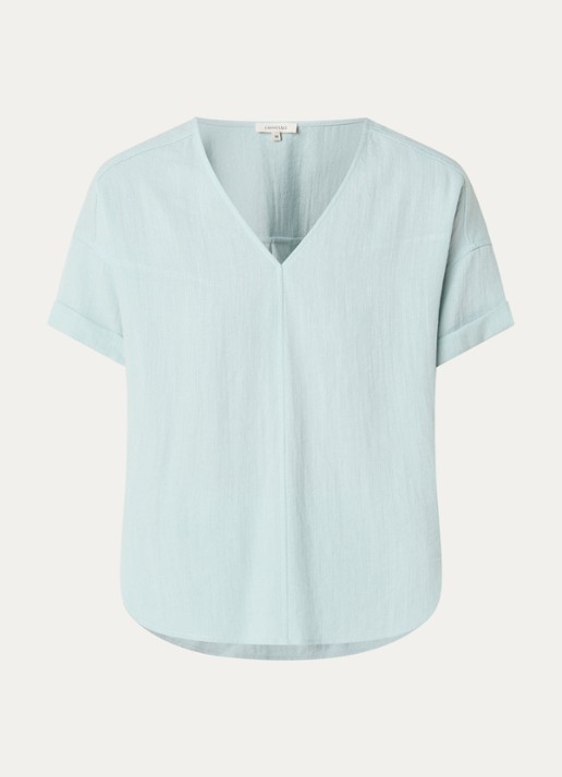 Expresso Top in linnenblend met vlindermouw - voorkant 2 mint