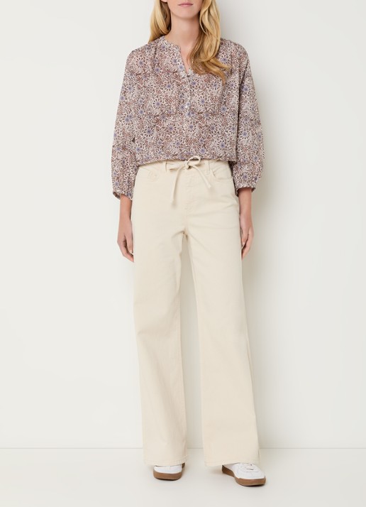 Expresso Tuniek met bloemenprint - voorkant 2 beige