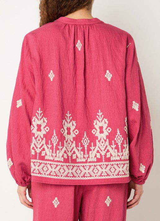 Expresso Tuniek met borduring en pofmouw - achterkant 4 kersenrood