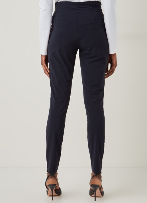Expresso Xarah high waist slim fit pantalon van travel jersey - achterkant 4 donkerblauw