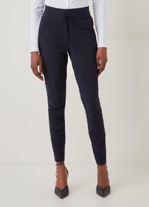 Expresso Xarah high waist slim fit pantalon van travel jersey - detail 3 donkerblauw