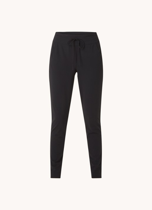 Expresso Xarah high waist slim fit pantalon van travel jersey - voorkant 2 zwart