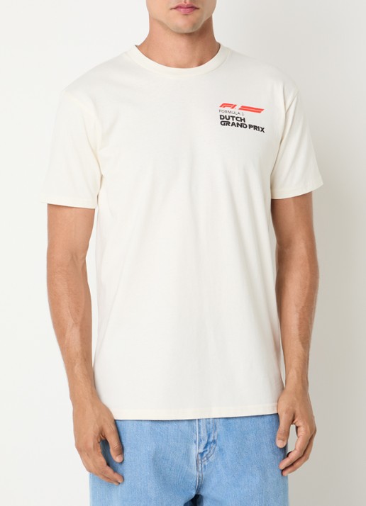 F1 Netherlands Grand Prix T-shirt met logo- en backprint - achterkant ivoor