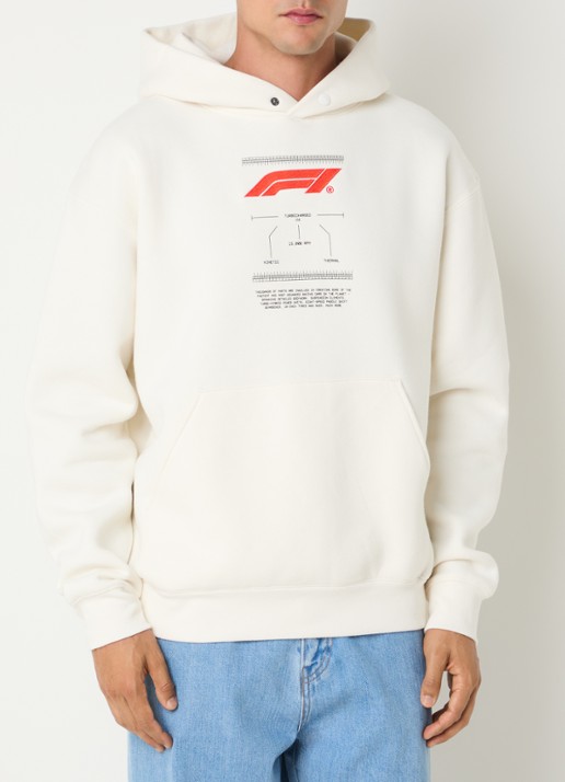 F1 Turbocharged hoodie met print - achterkant 5 creme