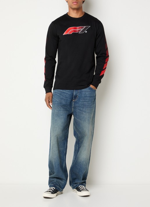 F1 Victory longsleeve met logo- en backprint - voorkant 4 zwart