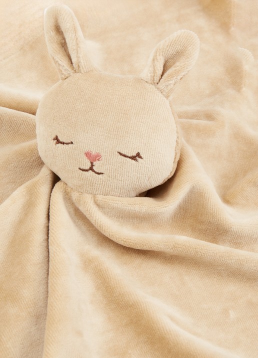 Fabelab Bunny knuffeldoekje  - detail 2 lichtbruin