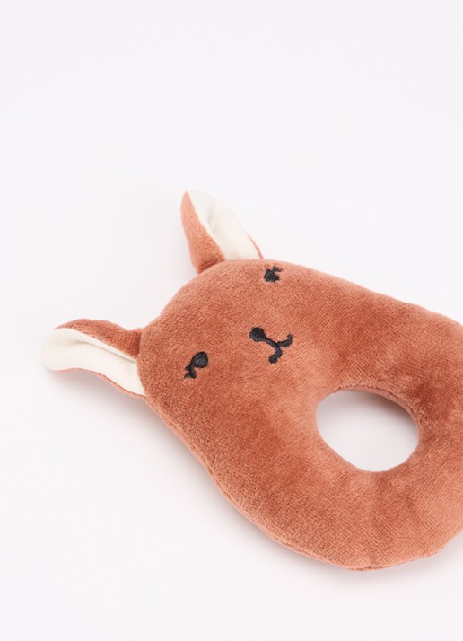 Fabelab Bunny rammelaar 14 cm - voorkant 2 oranjebruin