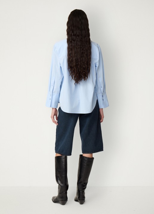 Fabienne Chapot Alex blouse met bloemenapplicaties - achterkant 6 lichtblauw