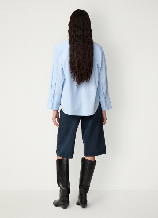 Fabienne Chapot Alex blouse met bloemenapplicaties - achterkant 7 lichtblauw