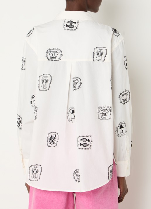 Fabienne Chapot Alex blouse met borduring - achterkant 4 gebroken wit