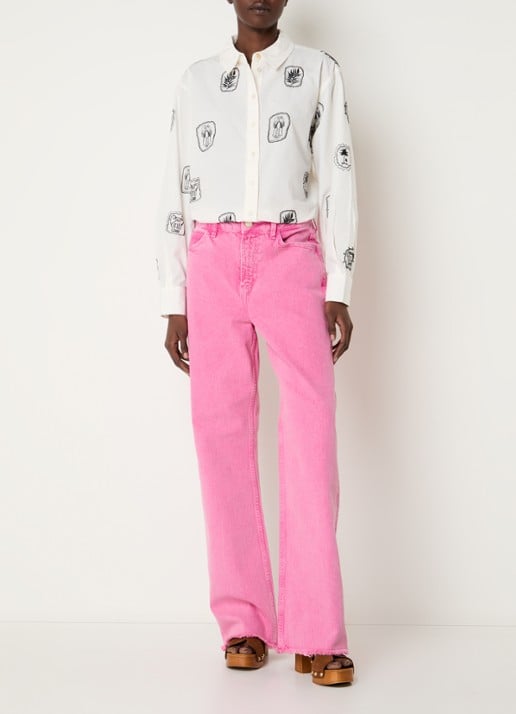 Fabienne Chapot Alex blouse met borduring - voorkant 2 gebroken wit