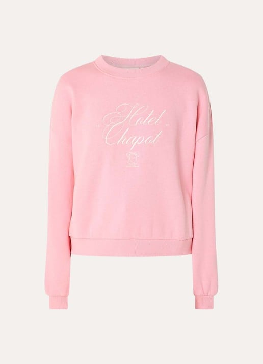 Fabienne Chapot Amy sweater met logborduring - voorkant 2 roze