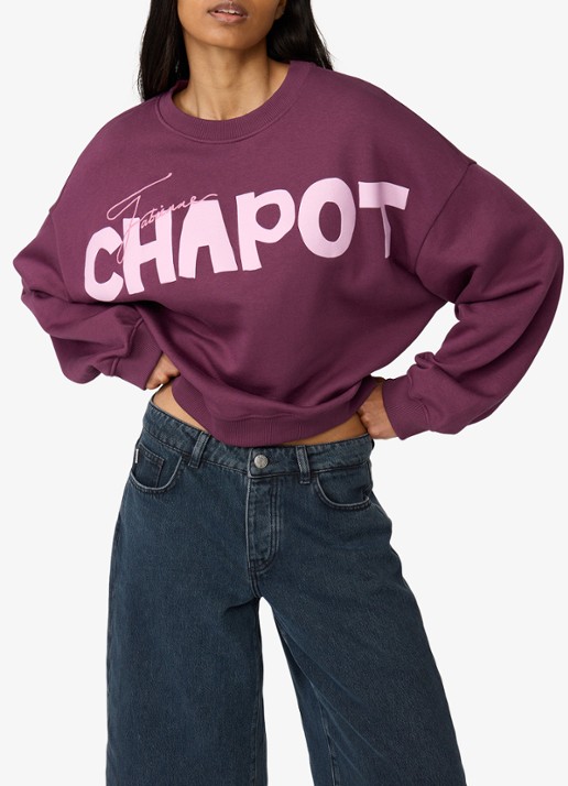 Fabienne Chapot Amy sweater met logoprint - detail paars
