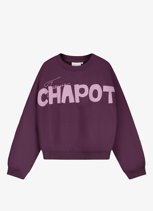 Fabienne Chapot Amy sweater met logoprint - voorkant 4 paars