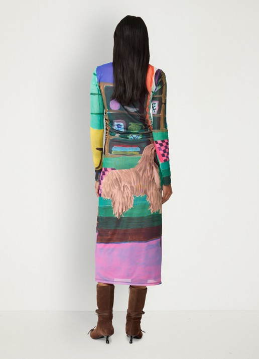 Fabienne Chapot Ashley midi jurk van mesh met print - achterkant groen