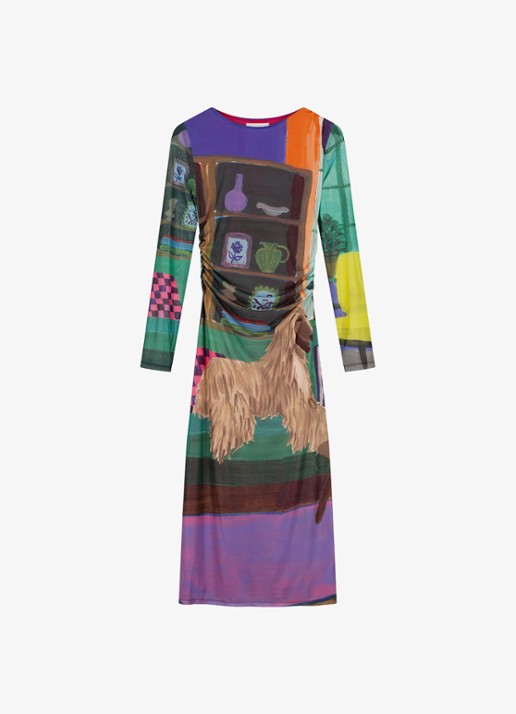 Fabienne Chapot Ashley midi jurk van mesh met print - voorkant 4 groen