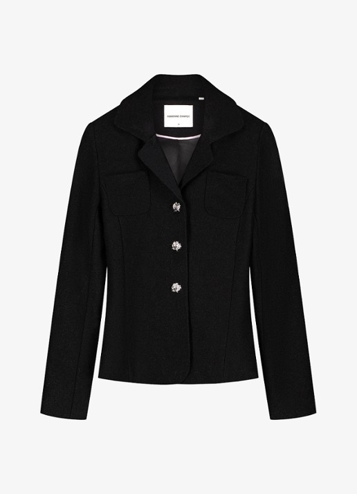 Fabienne Chapot Baby getailleerde blazer in wolblend - voorkant 4 zwart